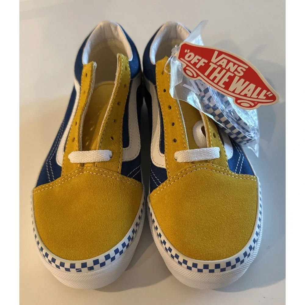 Vans off the wall Kids shoes Sneakers size 3.0 Blue Yellow White 721356‎